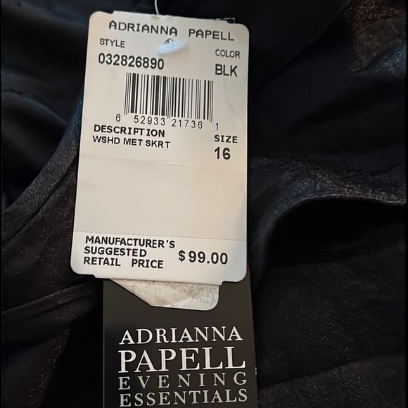 Adrianna Papell Evening Essentials black shimmering tiered skirt Sz 16 NWT - Picture 5 of 7